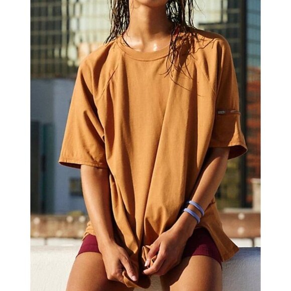 Free People Movement Hot Shot Oversized Tunic Tee Womens Size XS Slouchy Camel - Picture 2 of 12